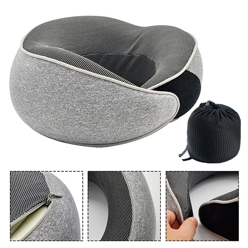 almofada cervical de viagem formato envolvente suporte lateral