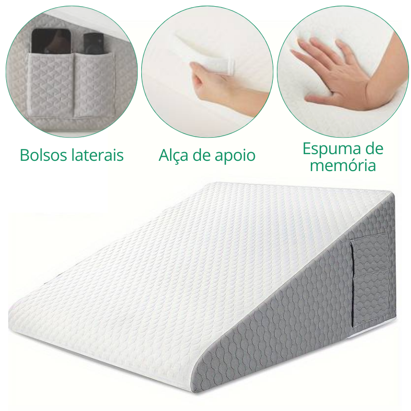 almofada para costas e pernas posição de repouso em cama