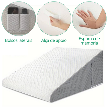 almofada para costas e pernas posição de repouso em cama