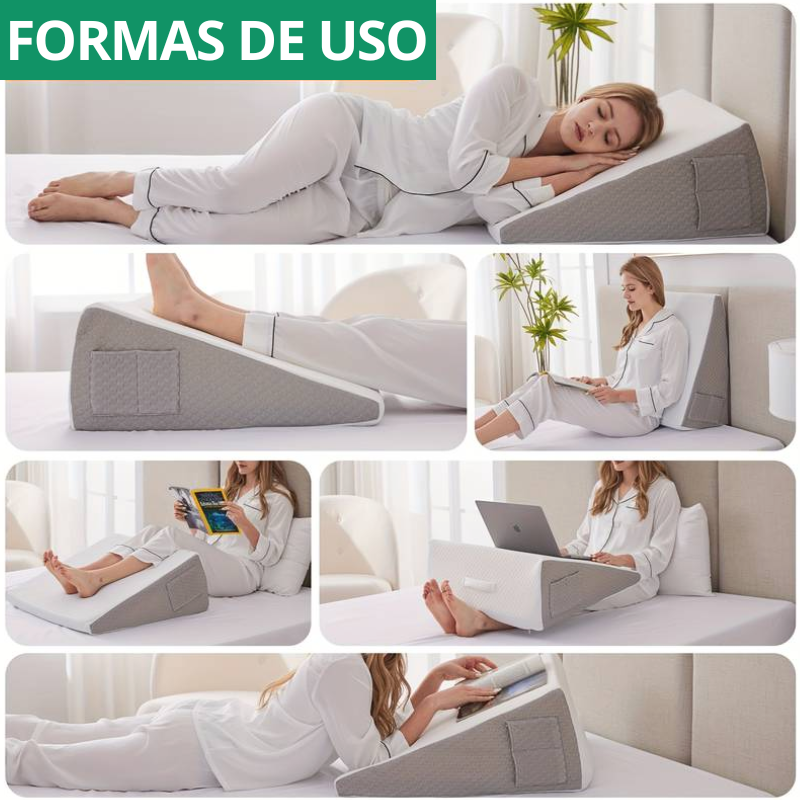 almofada suporte lombar e elevação de pernas espuma de memória