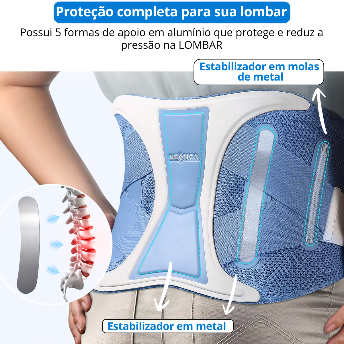 Cinto Lombar Ortopédico LumboTrain Neenca Detalhe 5