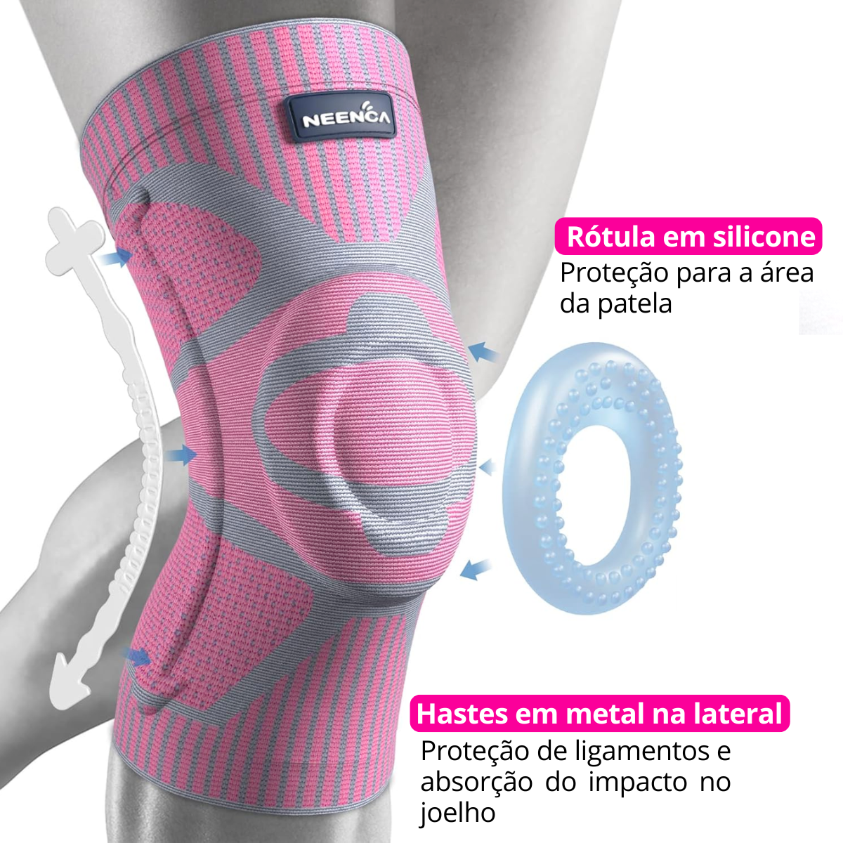 Joelheira Feminina com Estabilizadores Laterais Detalhe 2