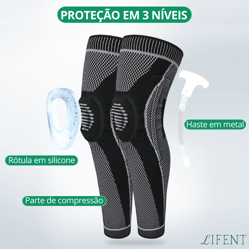 Joelheira Longa de Compressão com Proteção de Ligamento e Patela Detalhe 3