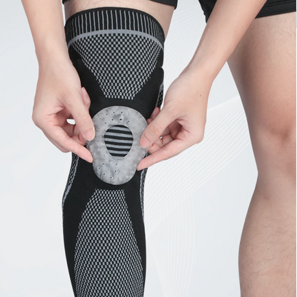 Joelheira Longa de Compressão com Proteção de Ligamento e Patela Detalhe 4