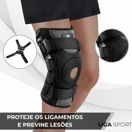 Joelheira Ortopédica Articulada Profissional com Estabilizadores de Cobre e Almofada de Gel - Suporte para LCA, Menisco e Artrite