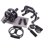 Kit treino em casa com 6 peças completo - rolo abdominal, push-up, corda, expansor, gripper e tapete
