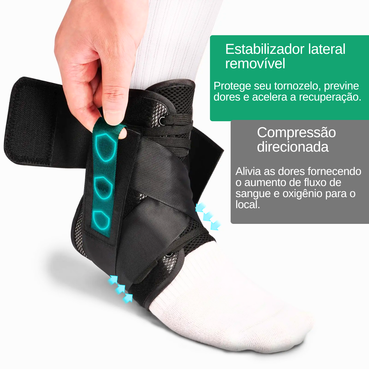 Tornozeleira Ortopédica de Compressão com Ajuste Rápido Detalhe 3